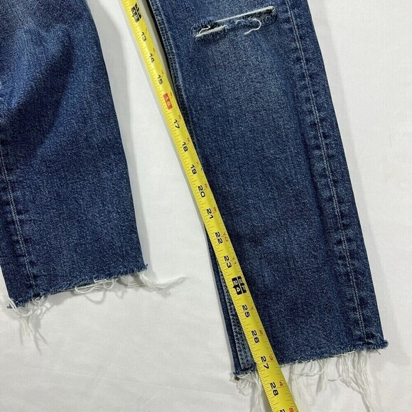 Zara Women High Rise Straight Leg Raw Hem Distress stretch Denim Jean Size US 2 - Picture 11 of 11